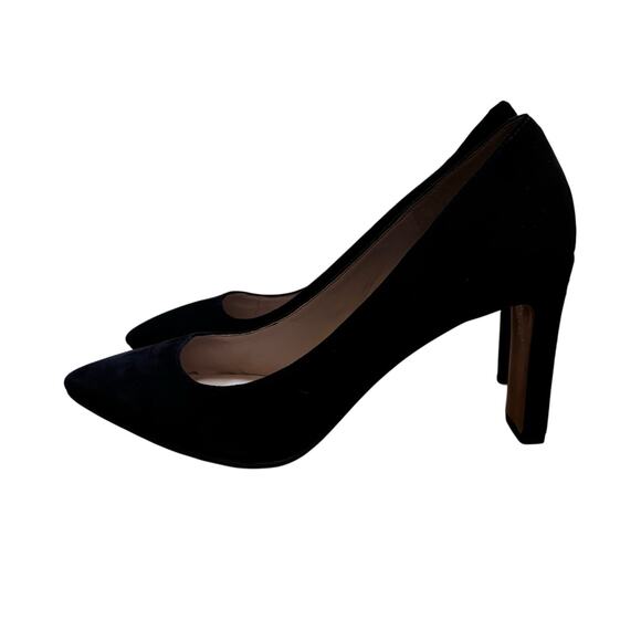 Nine West Joeysgirl black suede high heel pumps block heel shoes US size 9.5M - Picture 4 of 11